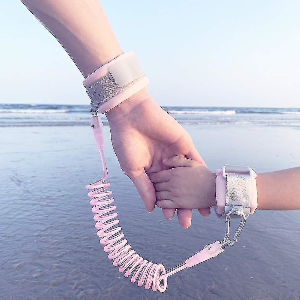 2 i 1 Toddler Leash Anti Lost Wrist Link Pink sikkerhedssele