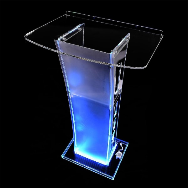 Bærbar talerstol i akryl gennemsigtig med LED-lys