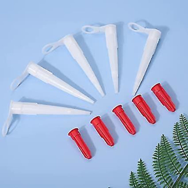 10 Silikon Tube Dyser Kapp Mastic Patron Skru Deksel