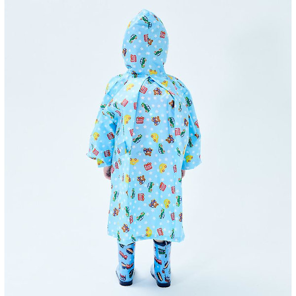 Barnregnkläder, 3D Cartoon Barn Regnrock Jacka Poncho För Pojke Flicka (Gul Bröd) Blue Car XL