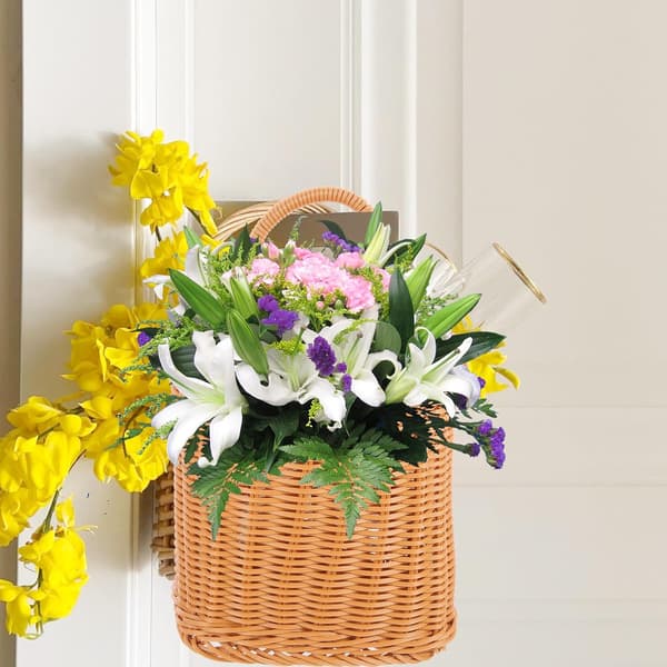 Vägghängande blomkorgsinredning Plastblomkorg Unik form Pastoral stil