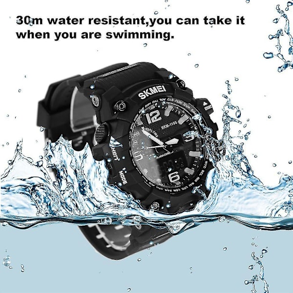 Skmei Vattentät Digital Sportklocka med Dubbel Tidvisning, PU-Armband