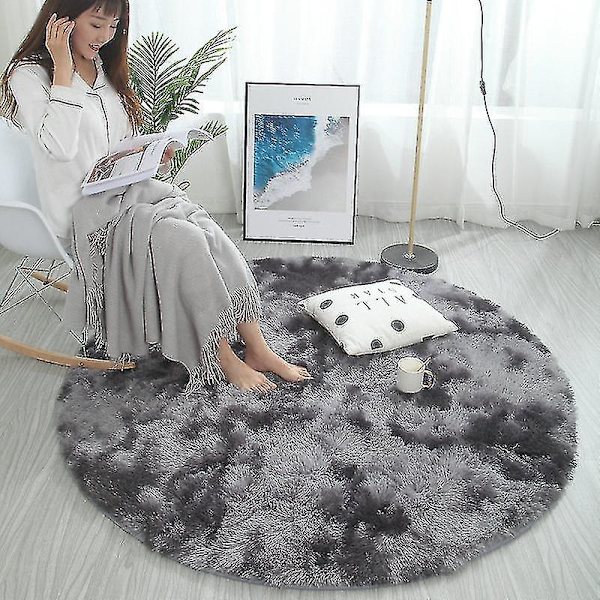 Myk Område Teppe Fluffy Rund Teppe Shaggy Sirkulært Teppe For Soverom Stue Hjem Decor