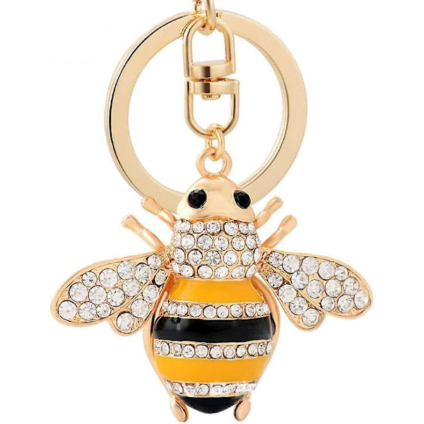 Fashion Bee Nøglering Tilbehør Rhinestone Taske Sød Bilhæng 1stk (guld)