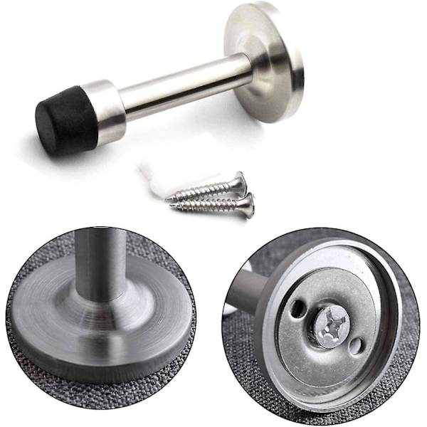 75 mm / 2,95 tommer dørstopp i rustfritt stål med børstet finish, veggmontert