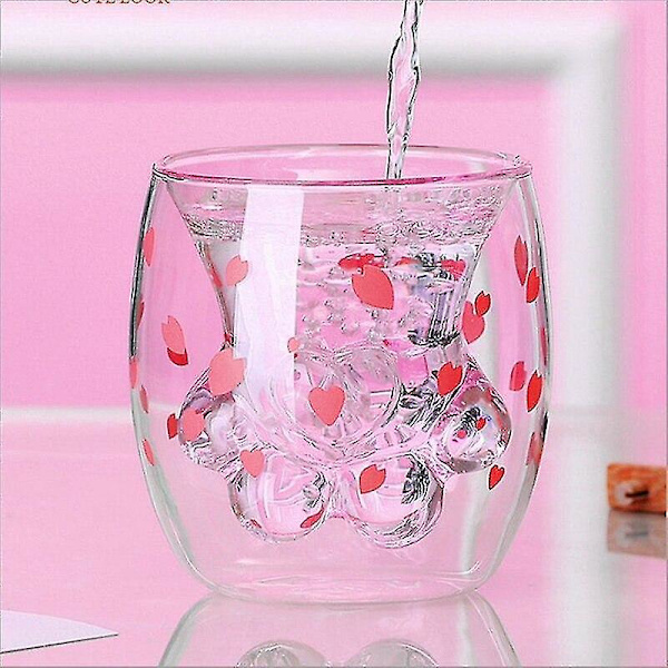 Kattklo-kopp Kreativ Glass Dobbellags Kaffe Melkekopp