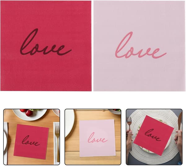 80 stk. Valentinsdag Papirservietter Engangs Lunsj Middagsservietter