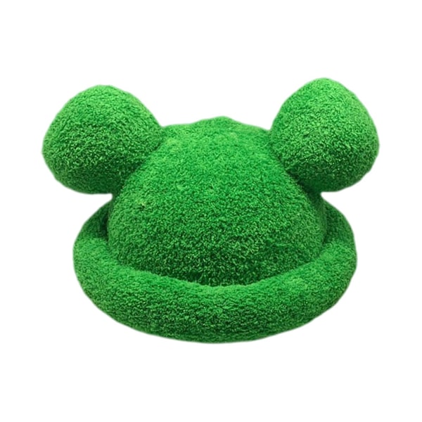 Voksen Tegneserie Bjørnøreformet Polyesterbøttehatt Fluffy Plush Vinterlue Green