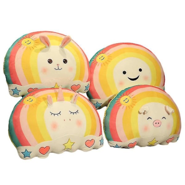 Kanin Plys Rainbow Sky Pude Fyldt Fluffy Rainbow Legetøj Med Unicorn Kanin Gris Ansigt Hjem