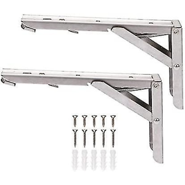 2 Pcs Folding Shelf Bracket Stainless Steel Tripod Wall Shelves