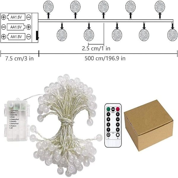 5m 50LED Kristallkula Strängljus Utomhus Sagoljus