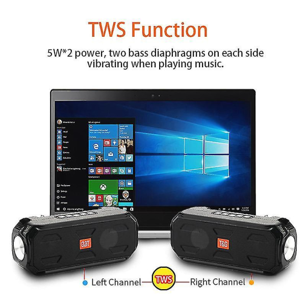 Portabel Bluetooth-högtalare med solladdning, TWS-radio