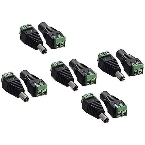 5 Par DC-stik 5,5x2,1 mm 12V Strøm Han/Hun Jack CCTV