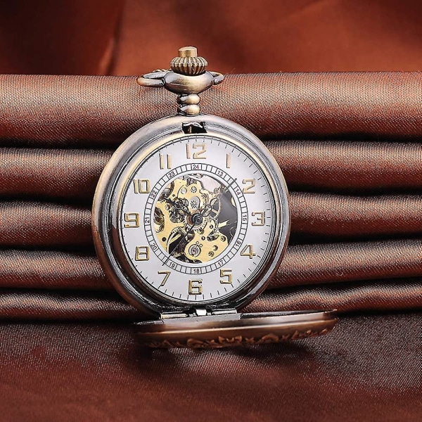 Miesten roomalaisilla numeroilla mittakaavallinen watch kaulakoruketjulla, analoginen manuaalinen Windin-lahja