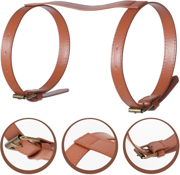 Justerbar strandmattestropp i lær for camping og reise, teppebindingsstropp