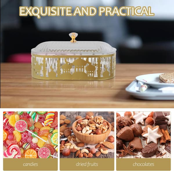 Ramadan Serveringsbrett Eid Borddekor 2 Materialer Plast Jern Elegant Gylden Allsidig