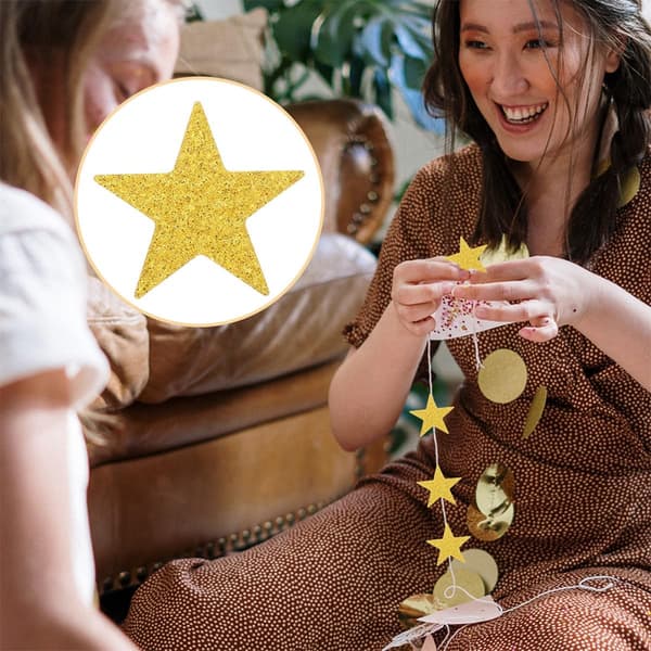 Gullstjerne Konfetti Stjerneformet 100 stk Dobbeltsidige Papirutklipp