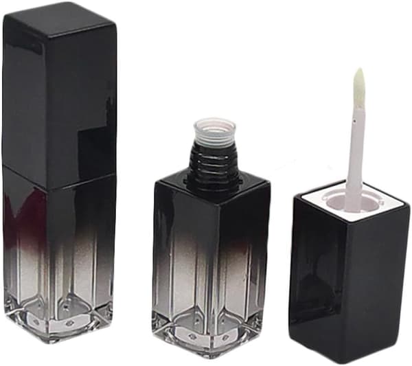 3 stk. 5 ml firkantede tomme lipglossrør med UV-sort gradient plastik læbestiftflasker