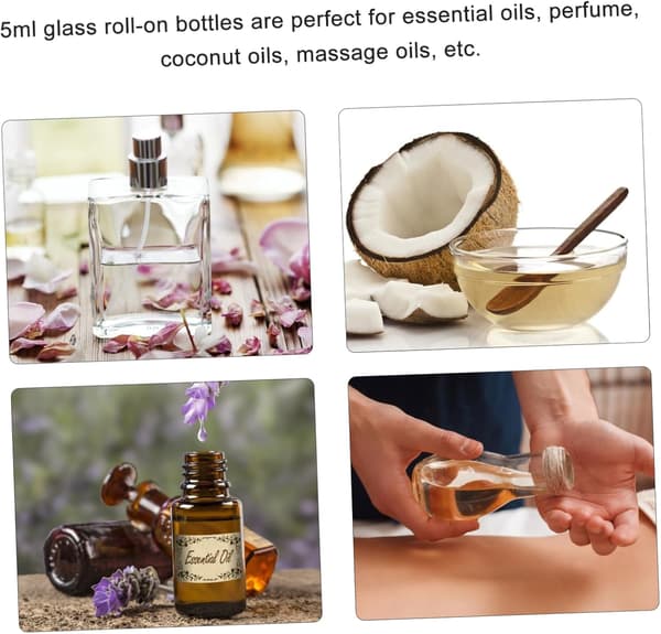 6st Multifunktionella Glasflaskor Frostat Rollerball Flaskor Eterisk Olja Behållare Reserulle