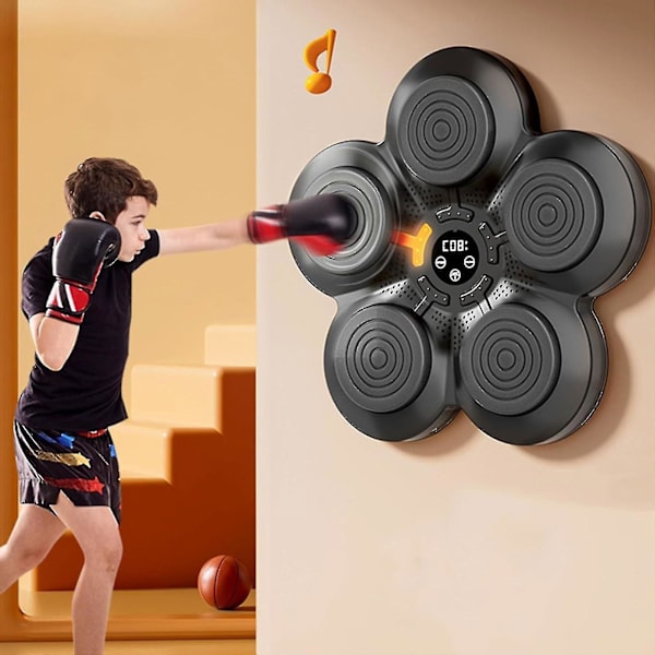 Väggmonterad Boxningsträningsmåltavla med Musik Bluetooth Inomhus Fight Träningsmaskin -gt Black For Kid