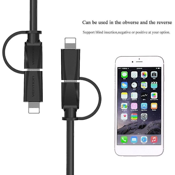 Vention 2-i-1 Micro USB 2.0 Dataopladerkabel iPhone Android