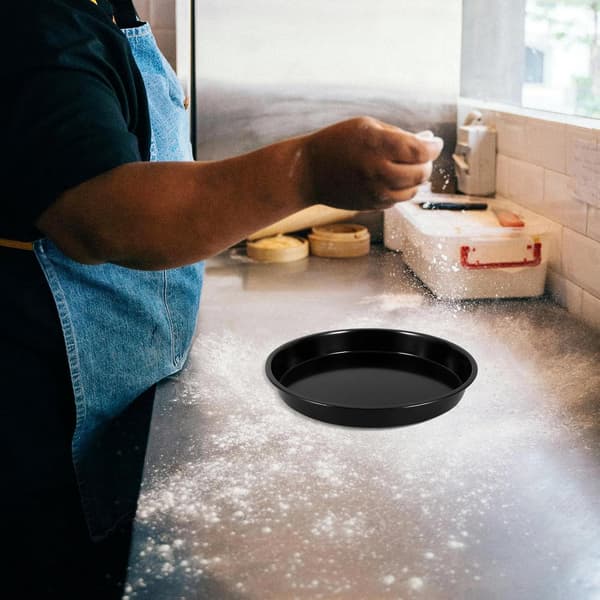 Pizzapanne i karbonstål, rund, non-stick bakebrett, 10 tommer, solid non-stick overflate