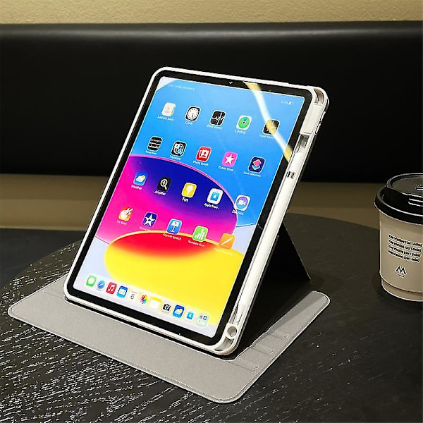 Egnet for roterende dyretransparent etui med pennholder for iPad 7 8. 9. 10. generasjon 10.2 deksel for iPad Pro 11 10.5 Air Mini 6 nettbrett Ca iPad 7th 8th 10.2