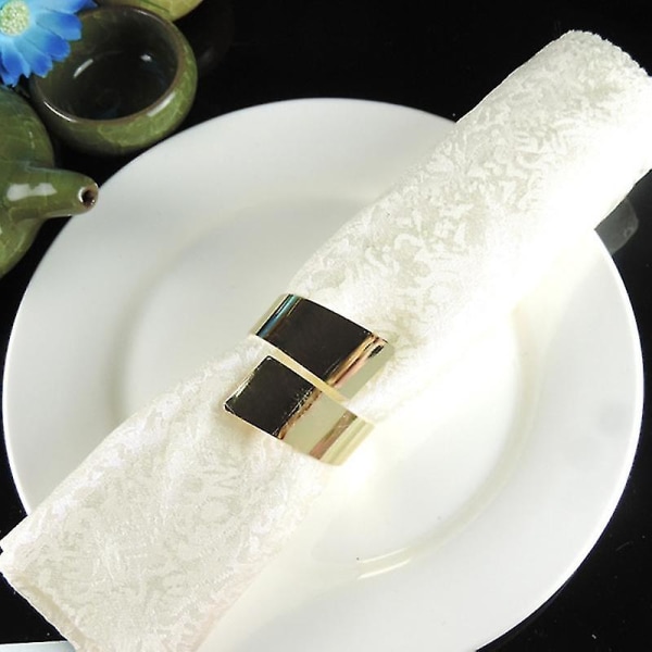 12 st Hotellrestauranger Metall Servettring Servettring Simple Mouth Cloth Ring Servettspänne Guld