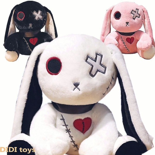 Plush Toy Punk Lolita Bunny Täytetty Eläin Ommeltu Nukke Tyttö 25cm White bunny