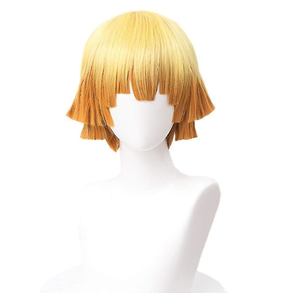 Demon Slayer Agatsuma Zenitsu Kostym Set Anime XL Outfits with Wig