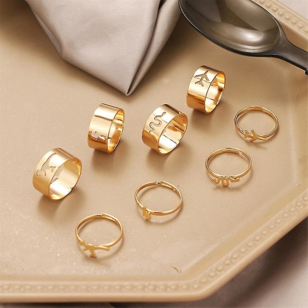 2x Vintage matchende løfteringer for kvinner menn elsker parringer sett åpen ring