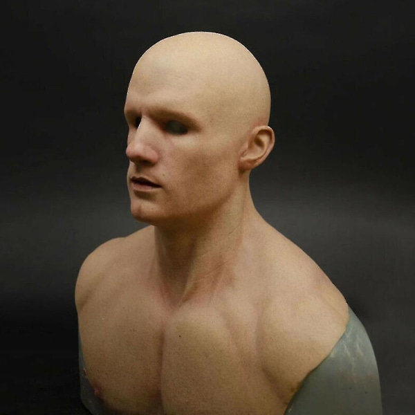 Latex Realistic Mans Face Cover Mask Male Disguise Cosplay Halloween Party rekvisitter Bald Head