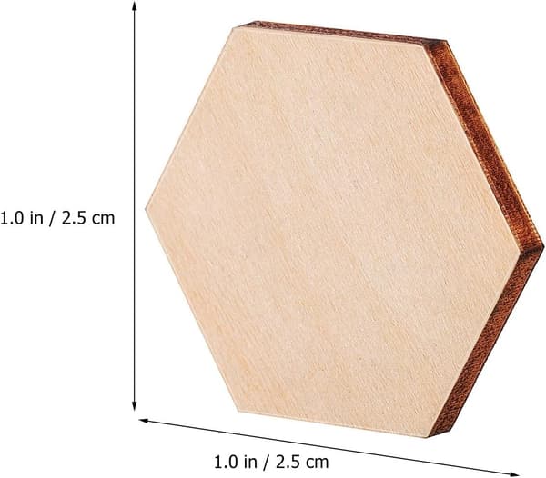 200 stk. sekskantede bøkefliser 25 mm trebiter for håndverk DIY-pynt egnet