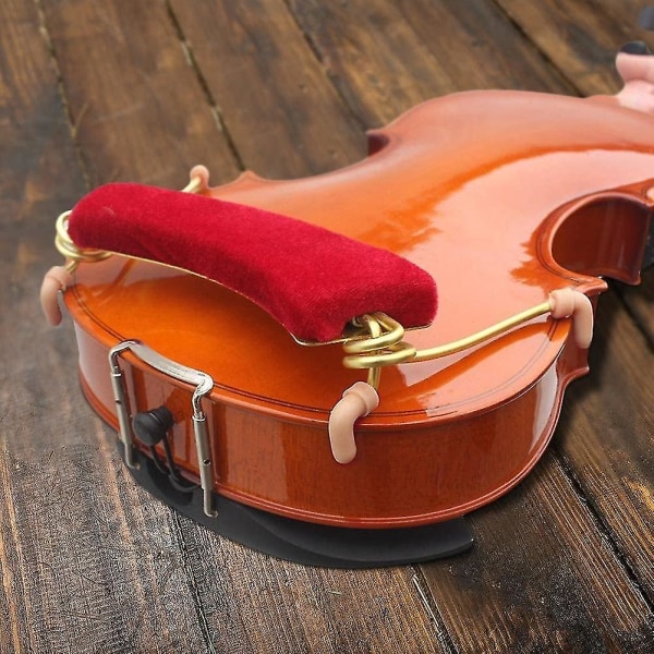 Fiolinhakestøtte, rød aluminiumslegering Justerbar fiolinskulderstøtte med fjærklør for 3/4 4/4 V