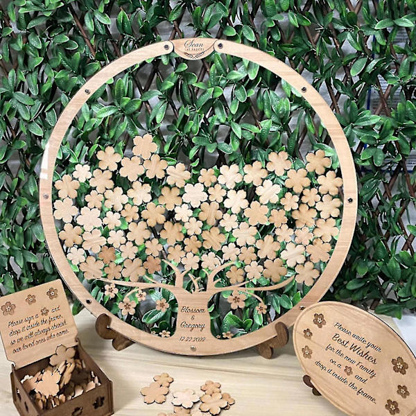 Personligt Bröllops Gästbok Alternativ, Bröllop Drop Box Trä, Bröllop Idéer Rund Bröllop Drop Box 60pcs
