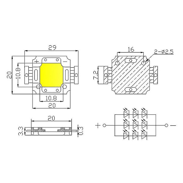 Tehokas LED-siru 10W Violetti Ultravioletti Valonlähde Komponentit Diodi 10 W Ultravioletti Lamppu