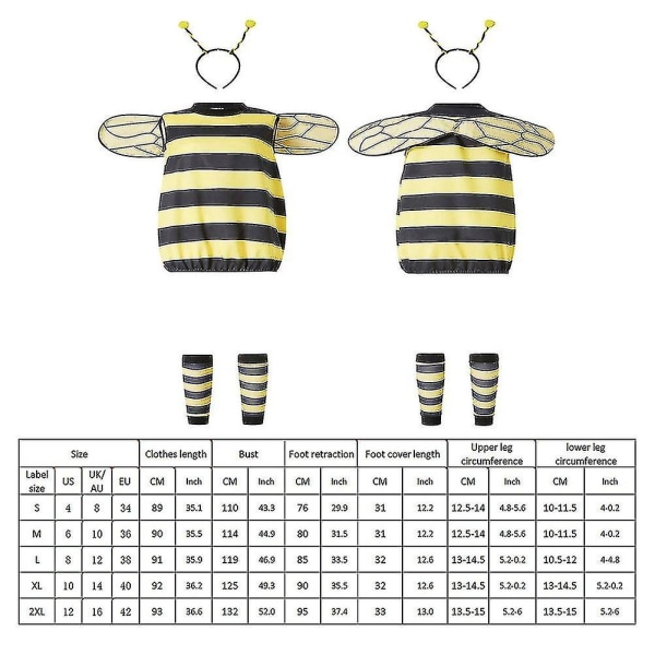Bee-kostume-kit Bee-kostume, kvinder, honningbi-kostume, tilbehør, honningbier M