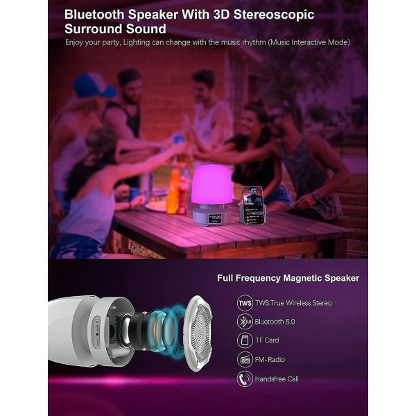 Bluetooth høyttaler nattlys, bordlampe