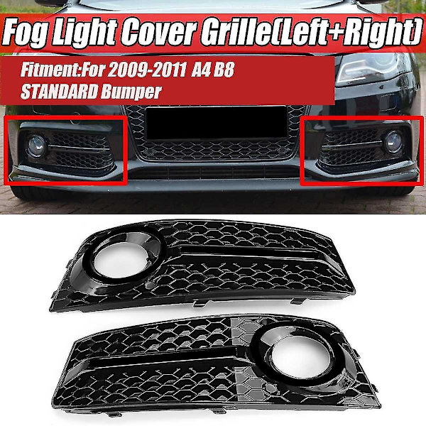 Svart Bil Front Tåkelys Mesh Grill Deksel For A4 B8 2009-2011 Tåkelys Honningkake Grill Deksel