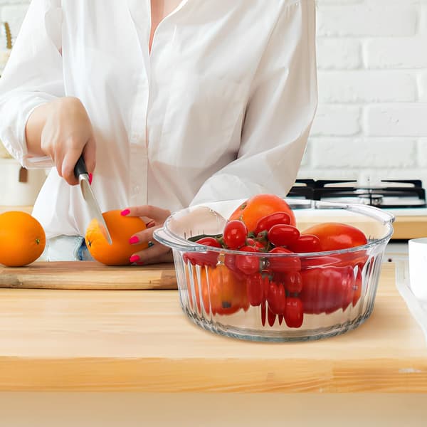4l Glass Cookware Set Gryta Rund Hög Borosilikatglas Säker Matlagning