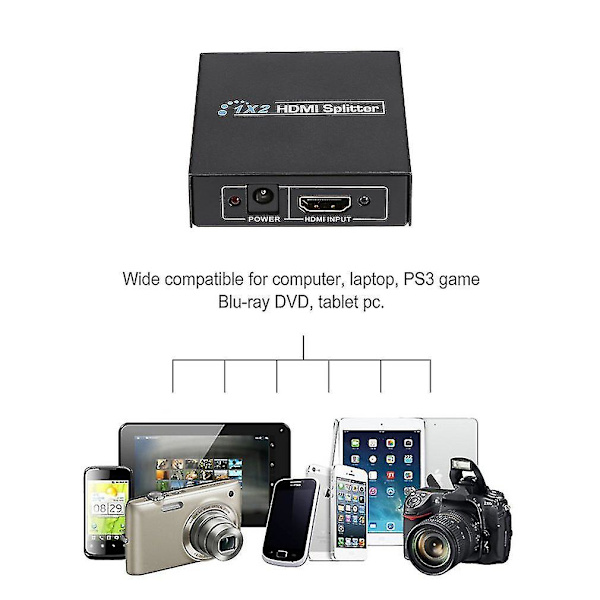 1x2 HDMI 1080p 3D -jakaja 1 sisään 2 ulos valintaboksi