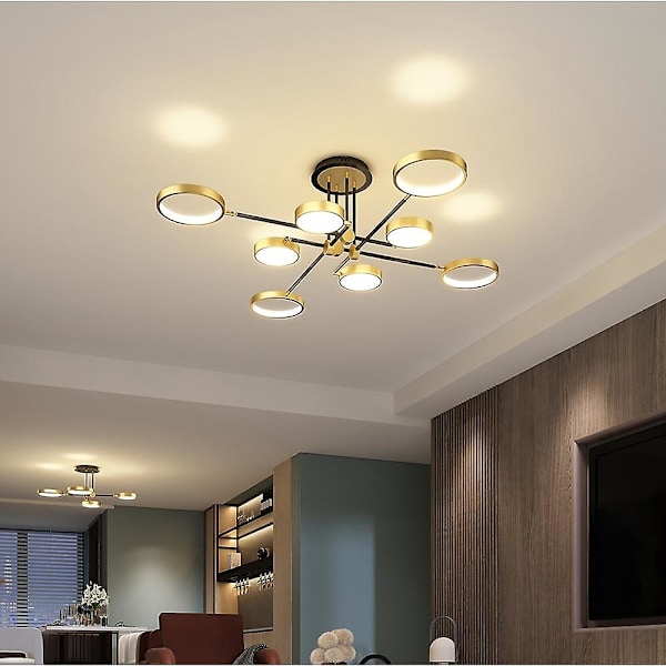 LED Loftlampe Dæmpbar Moderne Sort Guld Cirkel Design