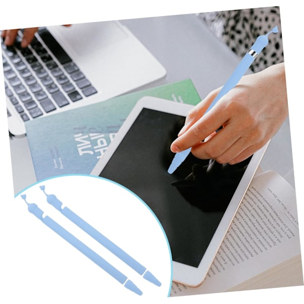 2 stk. Silikone Pen Etui Anti-fald Blyant Stylus Pen Hætte Blyant