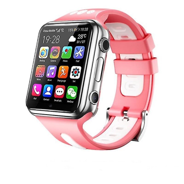 Højhastighedsnetværk 4g Smartwatch W5 Touchskærm med Kamera GPS Wifi Pink-silver (4G SIM Card)