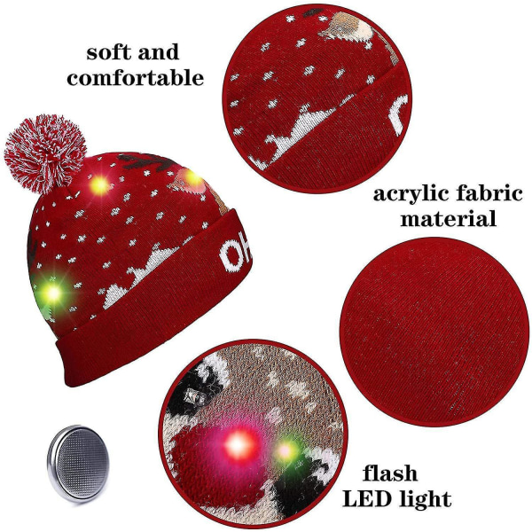 Nyår 2023 LED Stickad Julmössa med Ljus