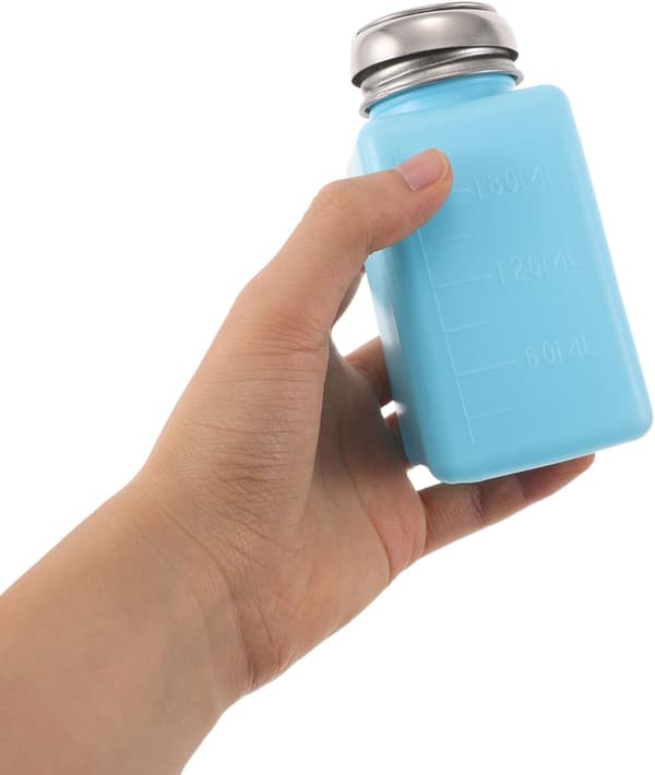 3 st antistatiska alkoholdispenserflaskor med nedtryckbar pump 180 ml blå plastflaskor