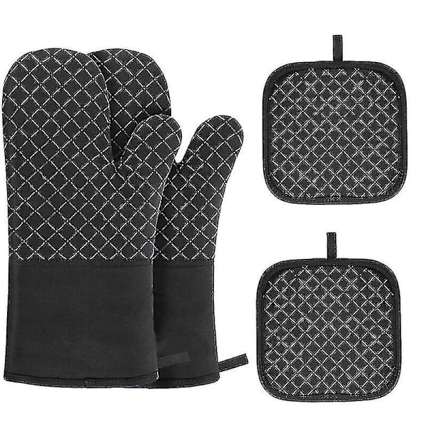 Ugnvantar, 4 st Ugnvantar Ugnvantar med Halksäkra Värmebeständiga Grytlappsmattor Ugnvante för Grill