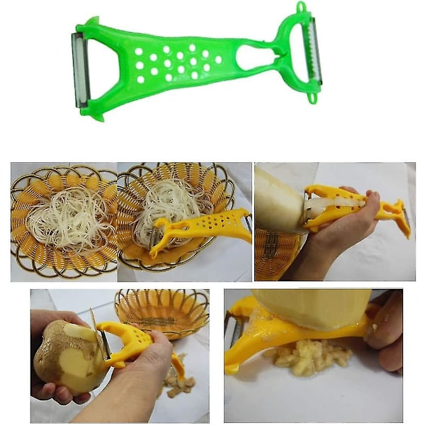 Vihanneksen ja hedelmän kuorimaveitsi Julienne-leikkuri Viipaloija Kuorimaveitsi Keittiötyökalu Gadget (2 kpl, Monivärinen)