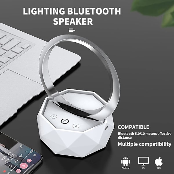 Bluetooth Ring Natlampe Højttaler Farveskiftende Bærbar