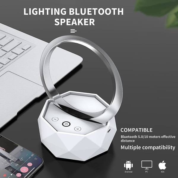 Bluetooth Ring Night Light Høyttaler Fargeskiftende bærbar